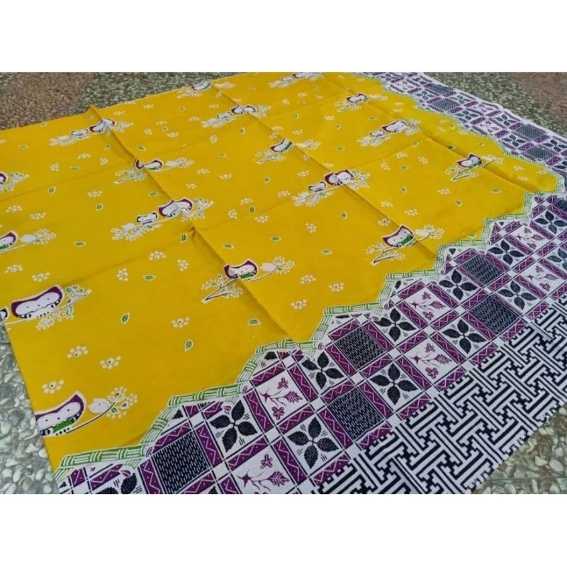 Kain Batik lucu Solo katun printing burung hantu kuning