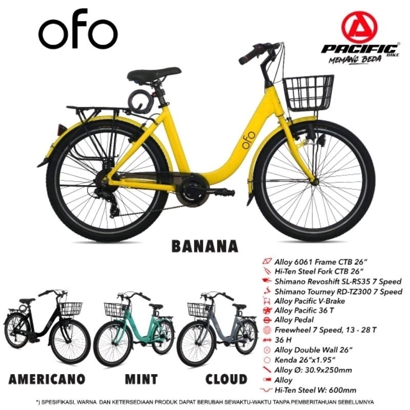 Sepeda Mini Keranjang 26inch CTB Pasific OFO (7 Speed)