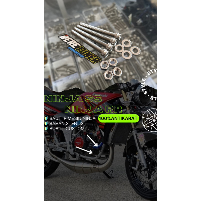 Baut engine mounting ninja r ninja ss baut stenlis custom pangkon mesin depan ninja rr baut pangkon 