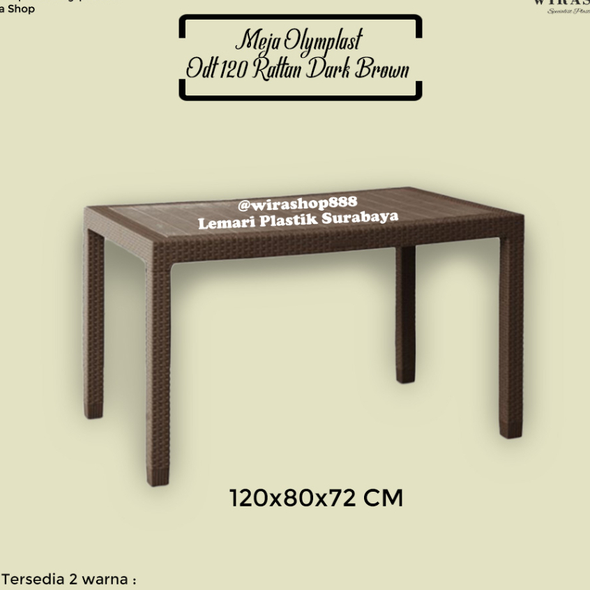 Meja Makan Plastik Rotan ODT 120 Olymplast Set Kursi