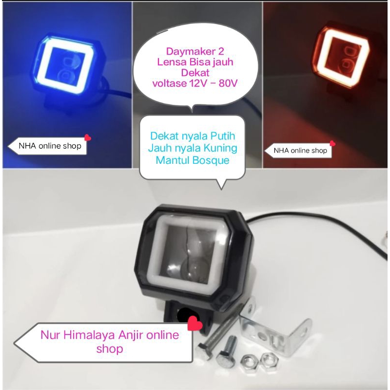 Lampu tembak sorot LED CWL 2 mata lensa 4D jauh dekat kotak