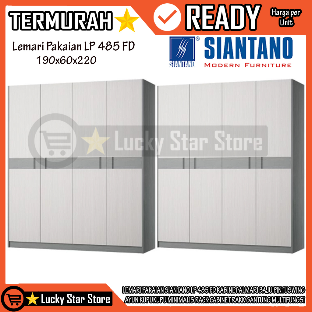 [Instan] LEMARI PAKAIAN SIANTANO LP 485 FD MINIMALIS 4 PINTU LIPAT KABINET BAJU ALMARI JUMBO LAWANG 