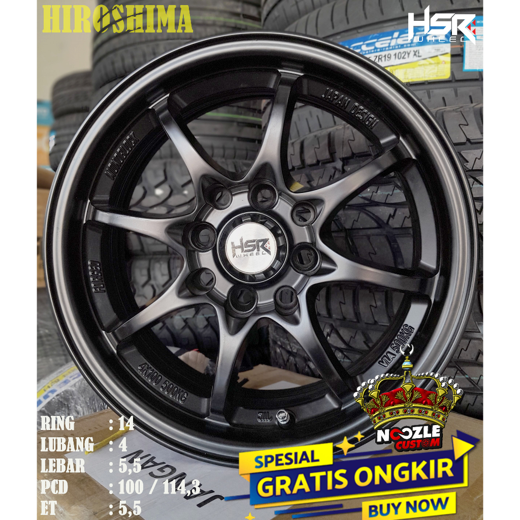 Velg Mobil HSR Terbaru ring 14 Double PCD Lubang 4 Type Hiroshima Pelek Racing HSR