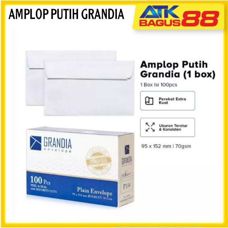 

100 Lembar Amplop Putih Grandia 104 Polos/Amplop Polos 1Box/Amplop