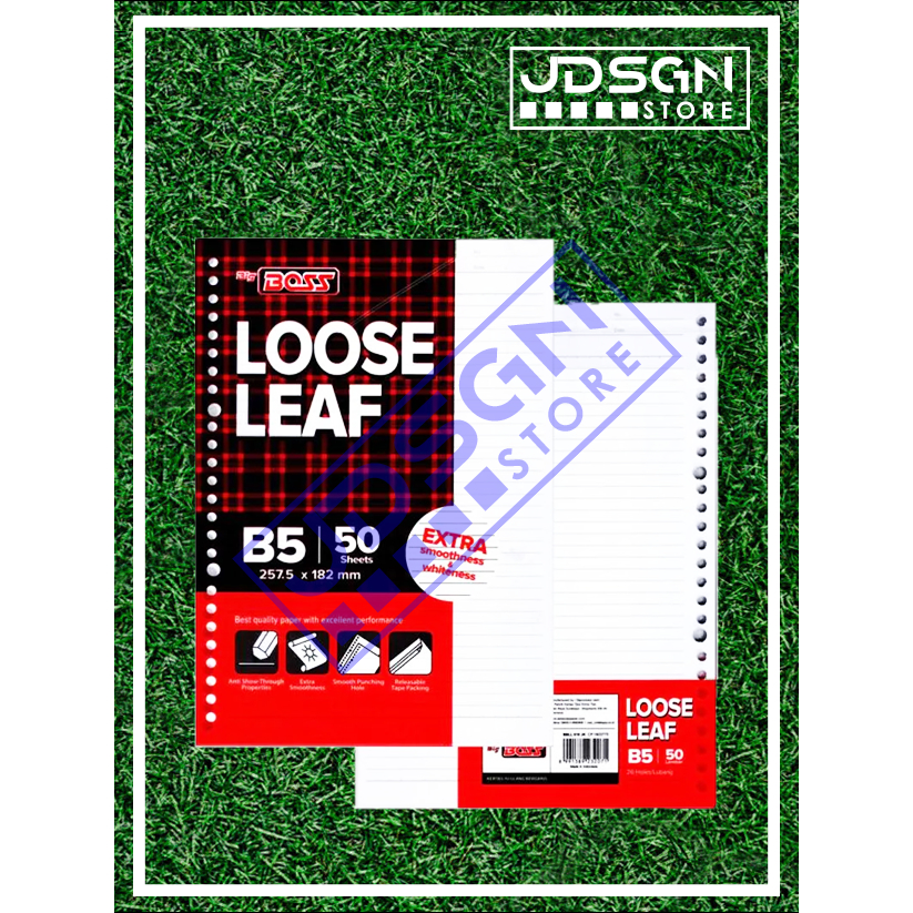 

B5 KERTAS REFILL, ISI BINDER, LOOSE LEAF 50 LEMBAR BIG BOSS GARIS