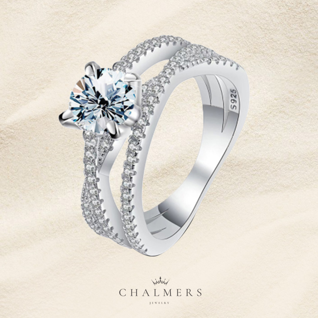 Chalmers Jewelery - Cincin Moissanite Lapis Emas 18K - TIFFANY Ring