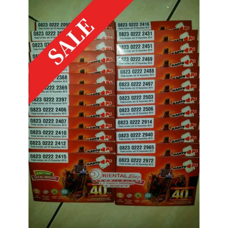 Nomor Kartu Perdana As 08230 2222 XXX Madura Area Jawa Timur Jatim Simpati Loop Halo Telkomsel Tsel 