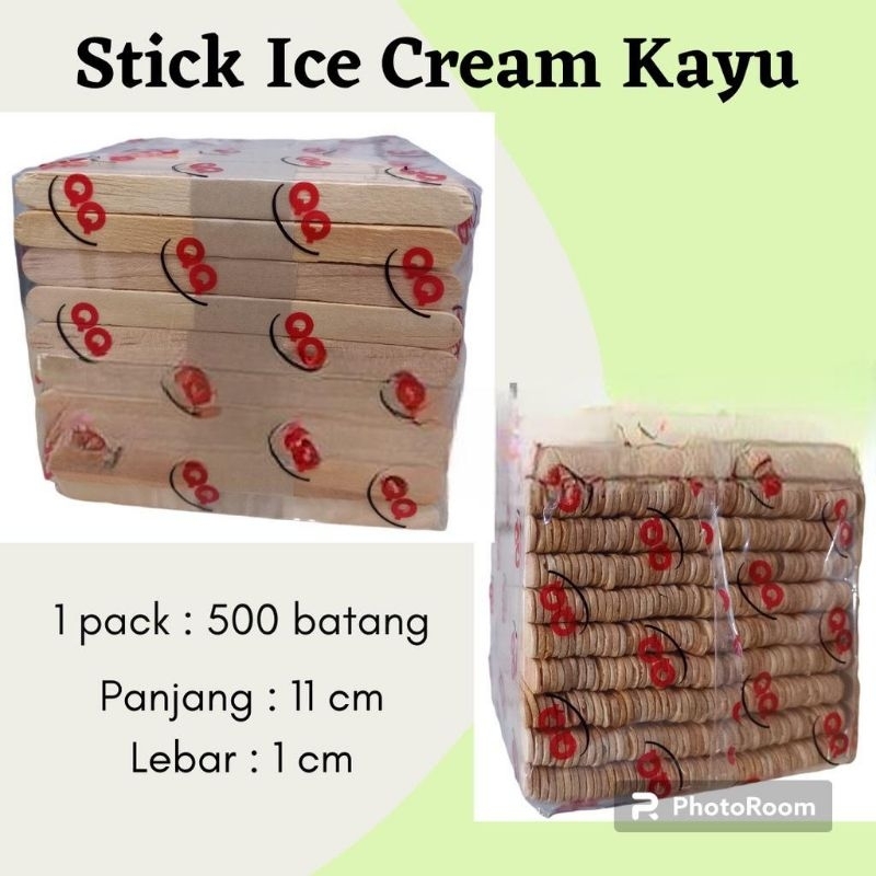 (500pcs) Stick Ice Cream Kayu QQ Stik Es Krim Pudding