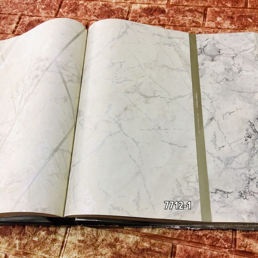 WALLPAPER DINDING MOTIF MARMER MINIMALIS PUTIH CREAM ABU MNG