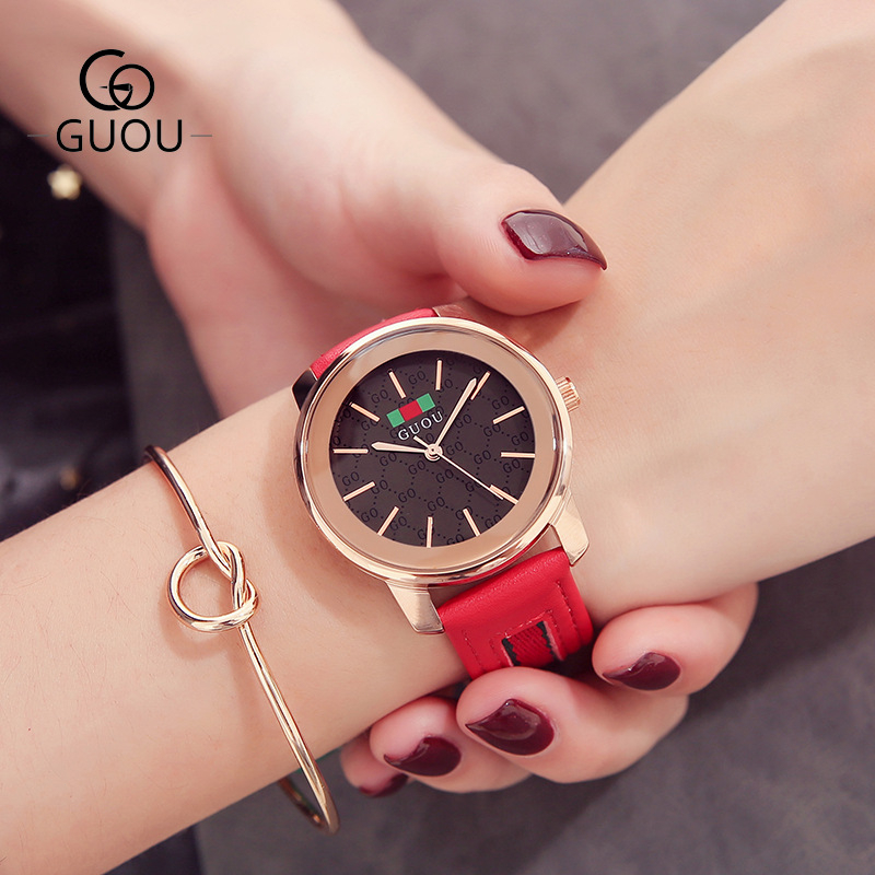 Guou new ladies simple and fashionable women's watch belt watch waterproof watch
