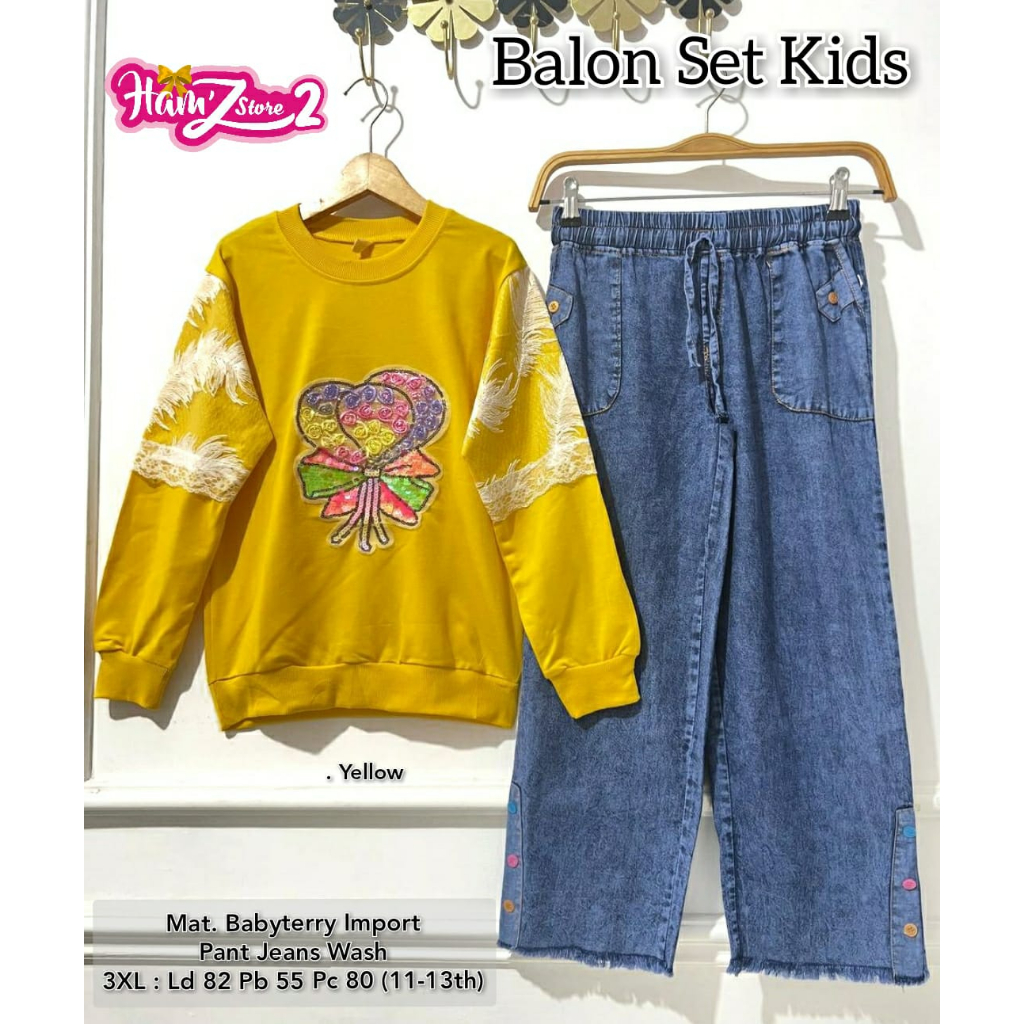 Set Balon Blouse Atasan Celana Setelan Baju Anak Dress Maxy Remaja Kids Baby Girl Busana Maxi Jeans 