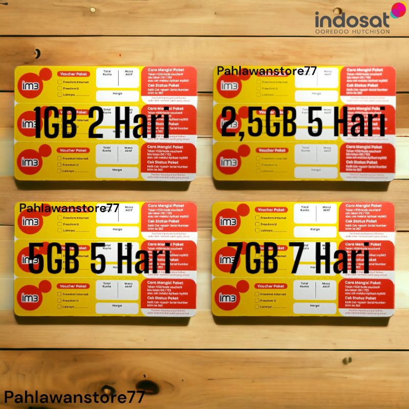 Voucher Kuota Indosat / Paket Data im3 Harian