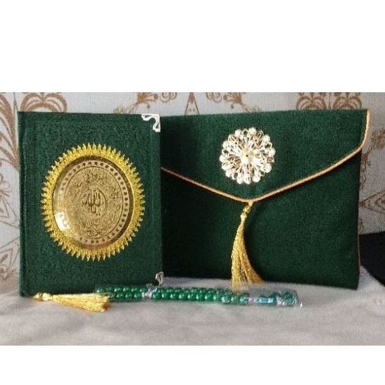 cetak buku yasin premium bahan bludru paket dompet dompet + tasbih mutiara bahan glosy