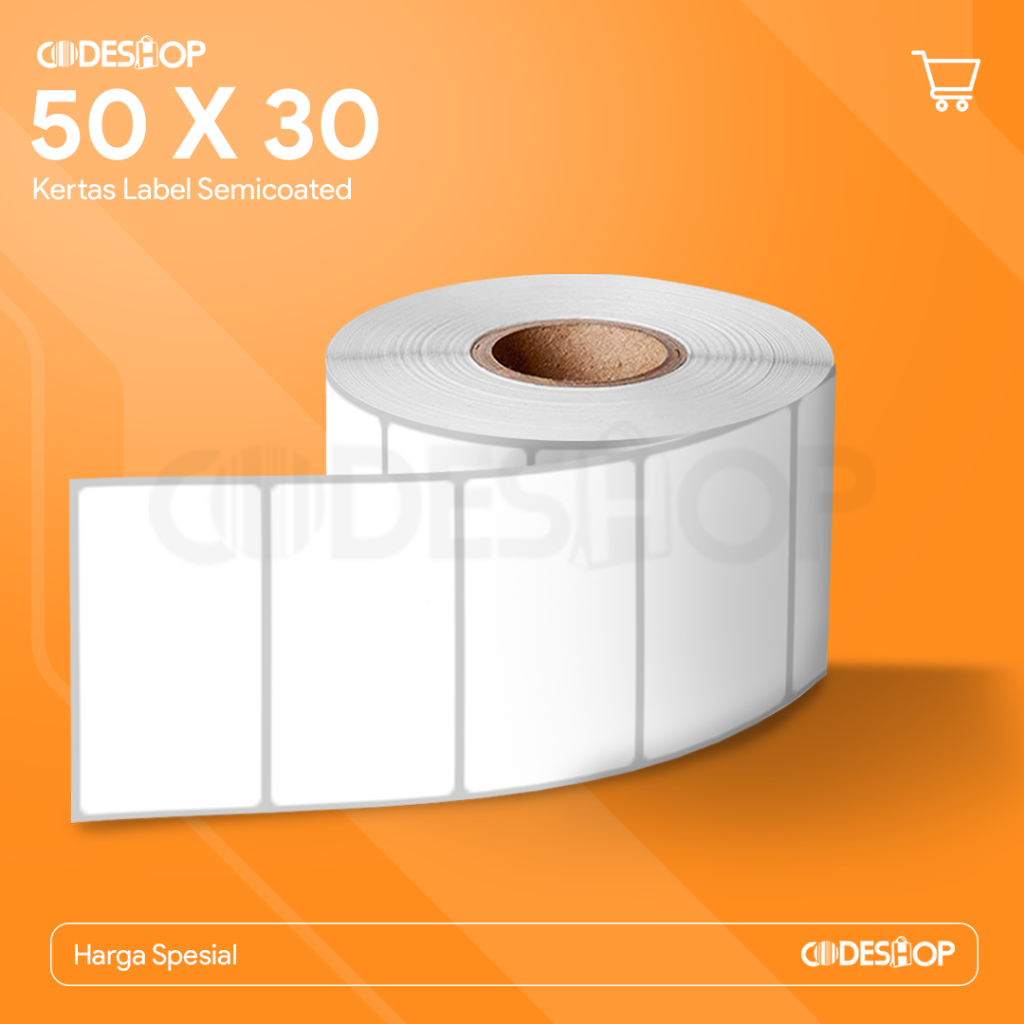 

Stiker Label Semicoat 50 x 30 / 50x30 mm / 50x30mm Semicoated 1 Line