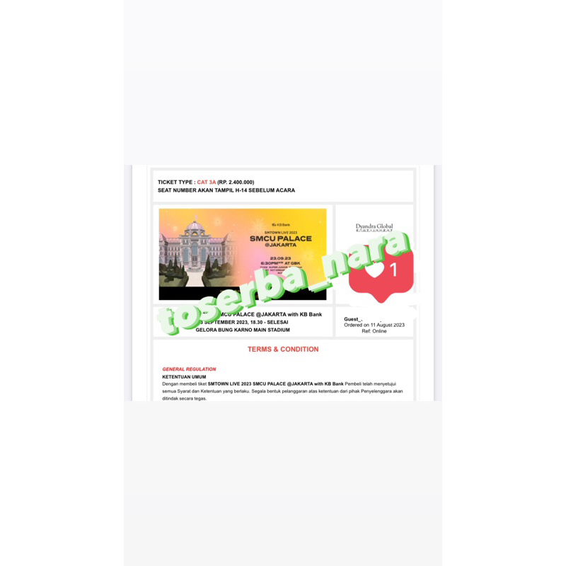 TIKET CAT 3A SMTOWN SMCU PALACE JAKARTA 2023