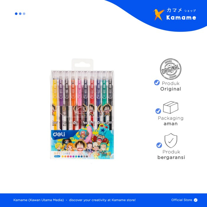 

Deli Gel Pen - Pulpen Gel Warna 0.5mm 10 Warna One Piece Penulisan Halus CG121-10C - Kamame