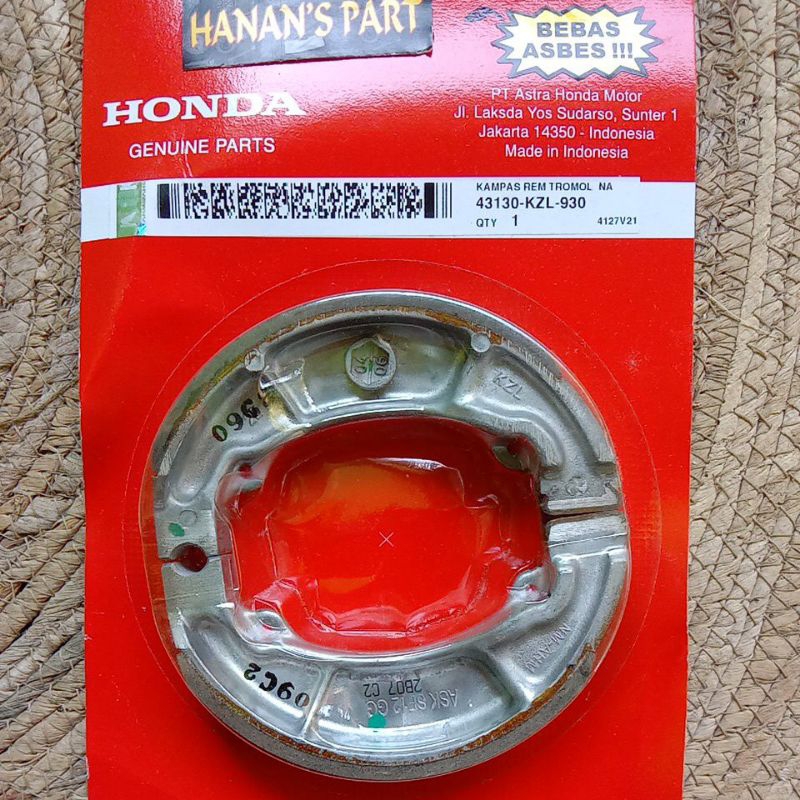 43130-KZL-930 KAMPAS REM BELAKANG BEAT SCOOPY VARIO 110 VARIO 125 150 VERZA 150 ORIGINAL ASLI AHM