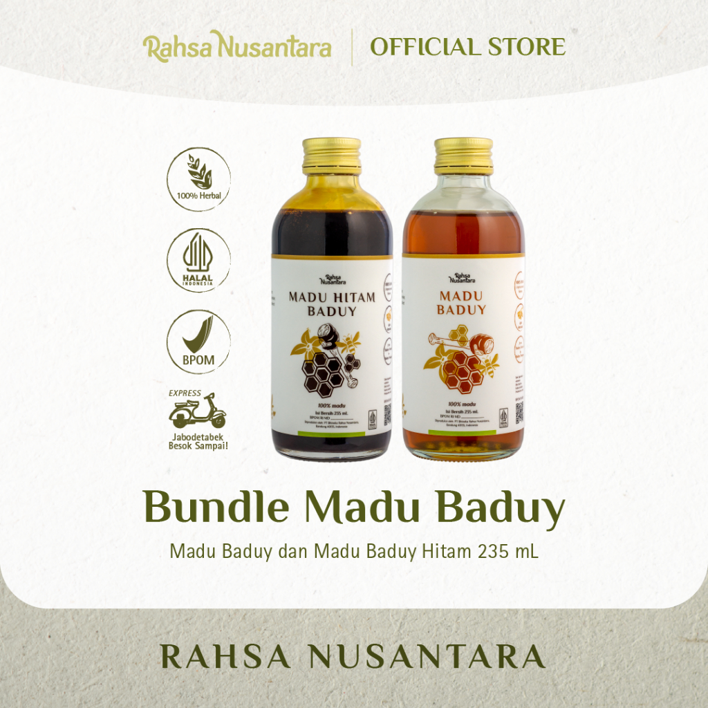 

100% Madu Baduy & Madu Hitam 235mL | BPOM - Herbal Memperkuat Sistem Kekebalan Tubuh & Anti Inflamasi | By Rahsa Nusantara