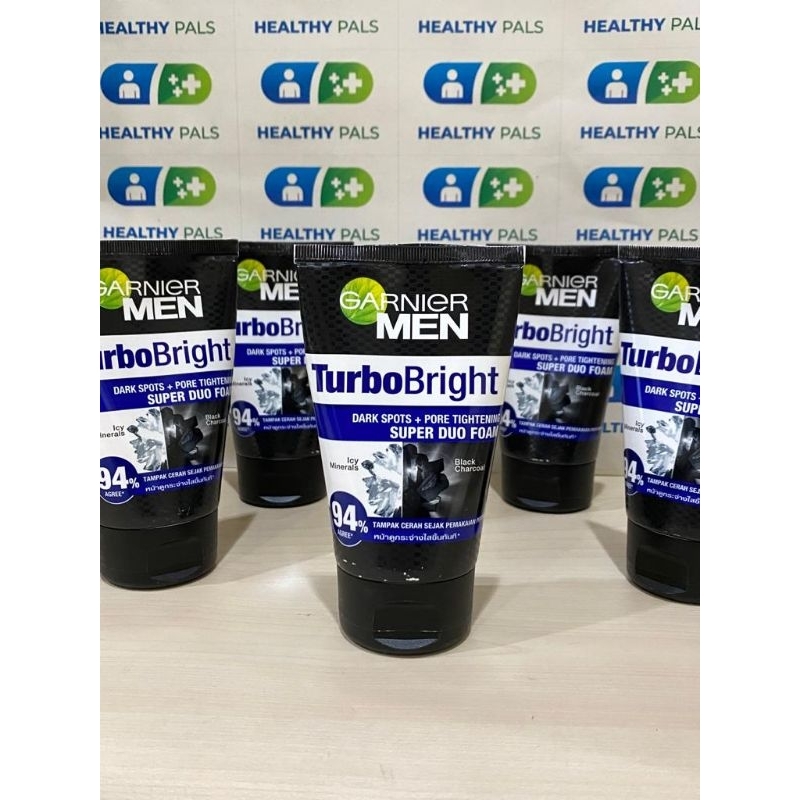 GARNIER MEN TURBO BRIGHT / POWER WHITE SUPER DUO FOAM FACE WASH PEMBERSIH WAJAH PRIA 100 ml