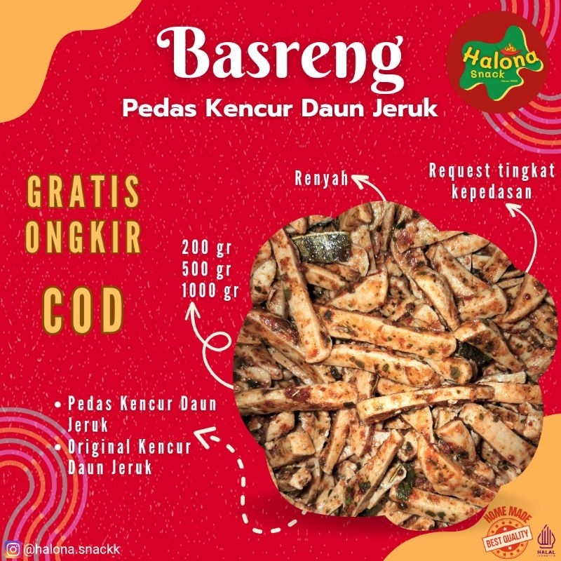 

Basreng pedas daun jeruk 500g - 1 kilo