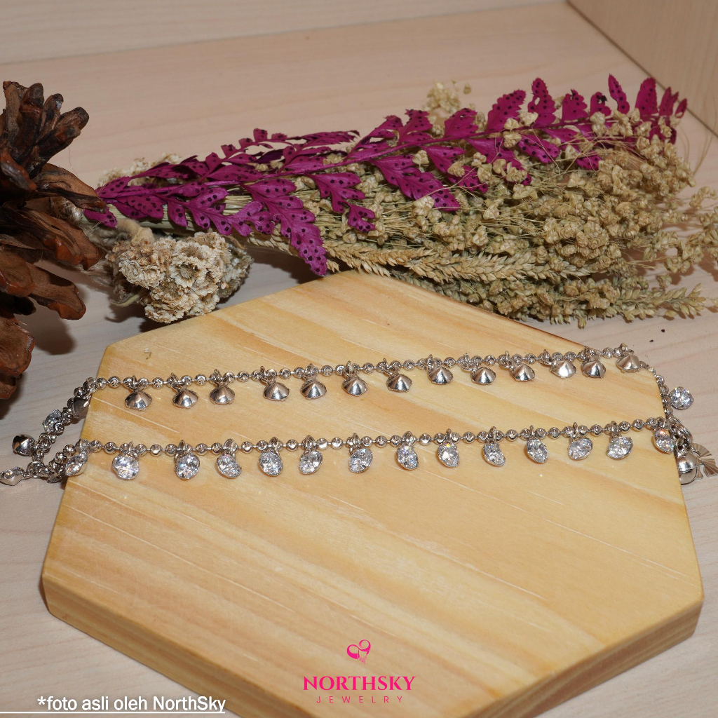 NorthSky - Gelang Kaki Wanita Perak Sparkling Swarovski Anklet