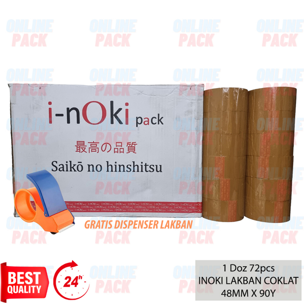 

LAKBAN PACKING COKELAT 90Y X 48MM 90 YARD INOKI 82M FULL OPP TAPE KUAT 1BOX 1DUS 72PCS