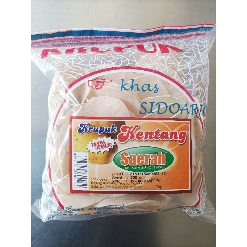 

Kerupuk Kentang Polos Mentah Ny Siok / Saerah 300 gram