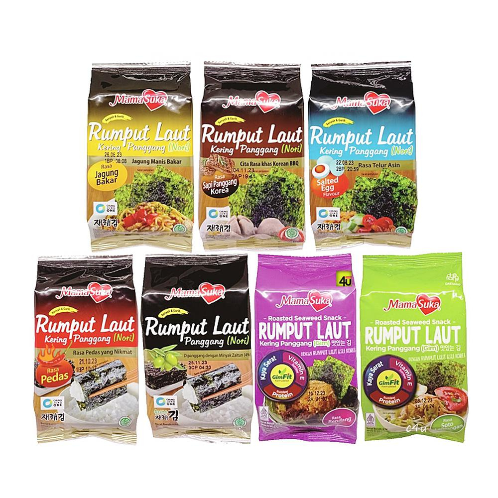 

1 Pack (4,5 gr X 2 Pcs) Rumput Laut Panggang Nori Mama Suka 9gr