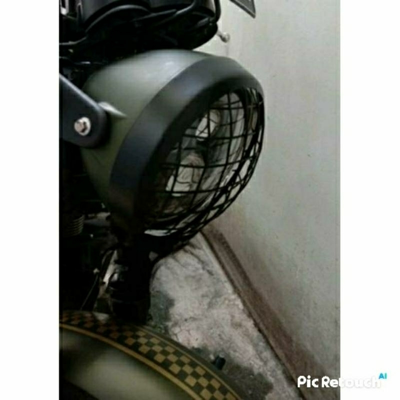 Aksesoris Grill lamp/Pelindung lampu depan kawasaki W175.Cover lampu depan Kawasaki W175