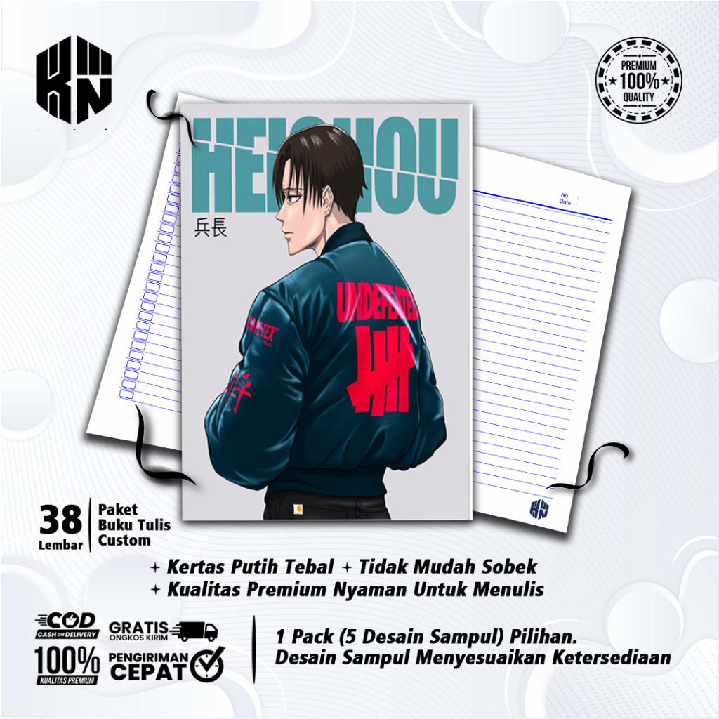 

Buku Tulis Sekolah Custom Tema ATTACK ON TITAN Bergaris 38 Lembar 1 Pak Isi 5 Buku/ Buku Tulis Anime/ Buku Aesthetic/ Buku Catatan