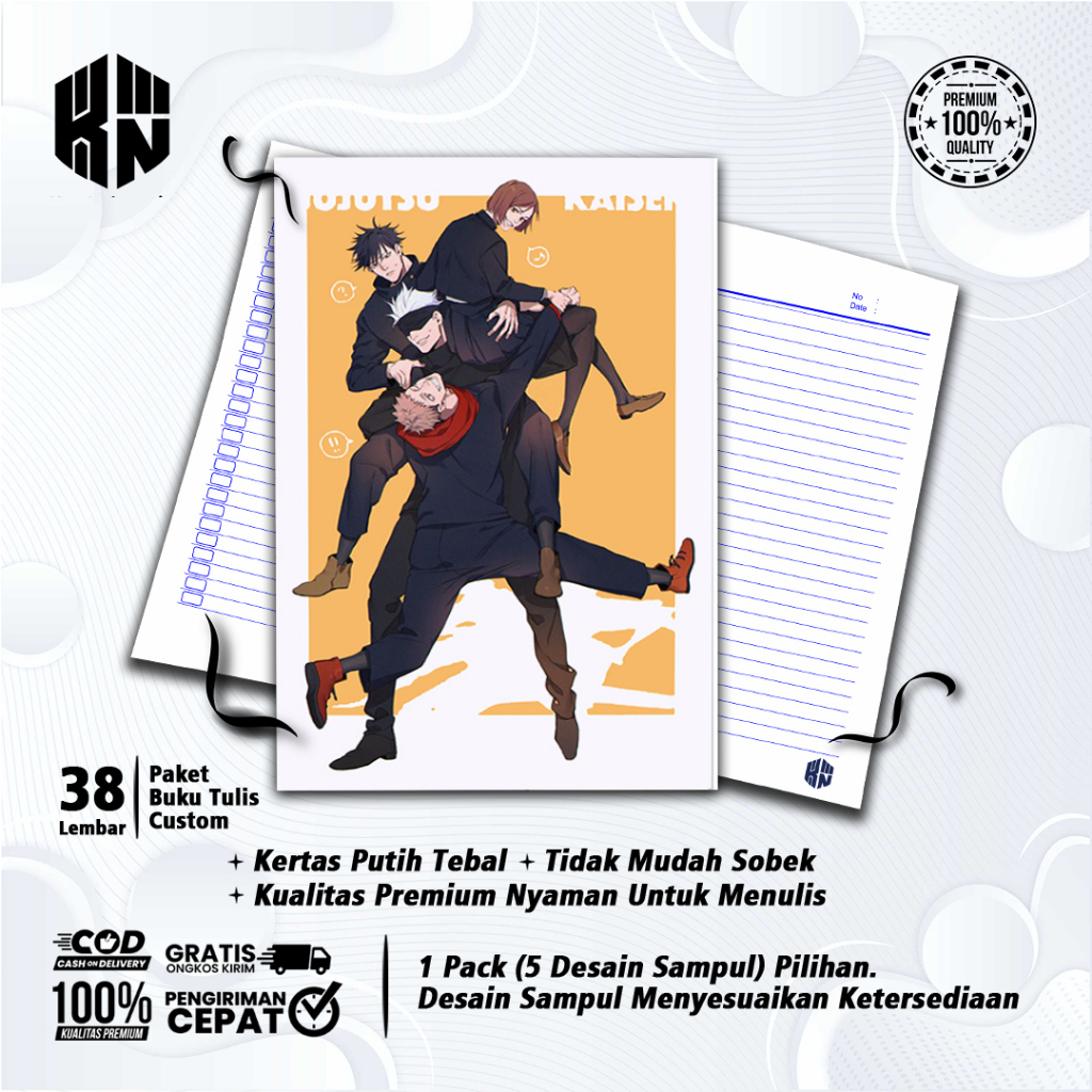 

Buku Tulis Sekolah Custom Tema JUJUTSU KAISEN Bergaris 38 Lembar 1 Pak Isi 5 Buku/ Buku Tulis Anime/ Buku Aesthetic/ Buku Catatan