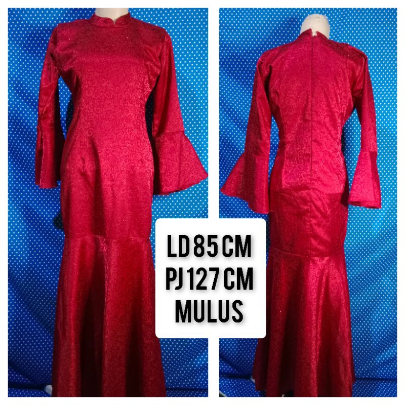 LONGDRESS GAMIS PESTA MERAH MAROON MUMER