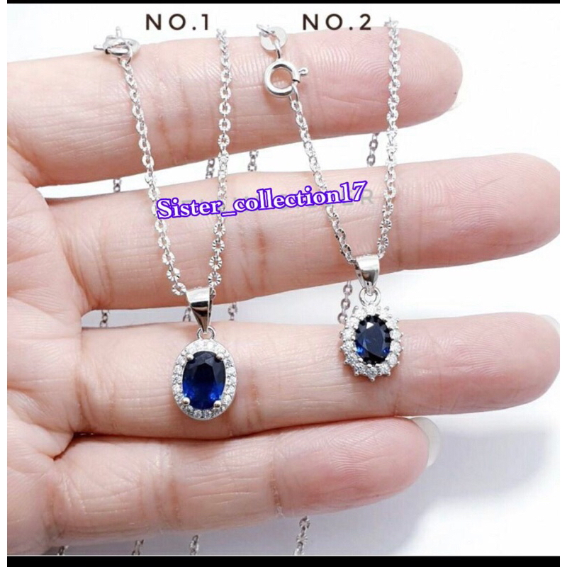 Kalung nori ukir liontin zircon mata biru kalung cewek liontin zircon perak 925