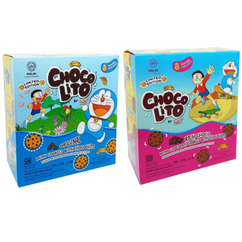 

CHOCOLITO Rich Choco Original cheese edisi doraemon mini cookies Box 2x19g