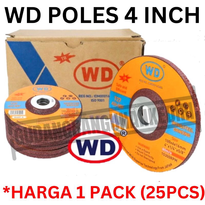[25pcs] mata batu gerinda POLES WD 4" Original 1pack 1kotak 1box 1dus 25pcs