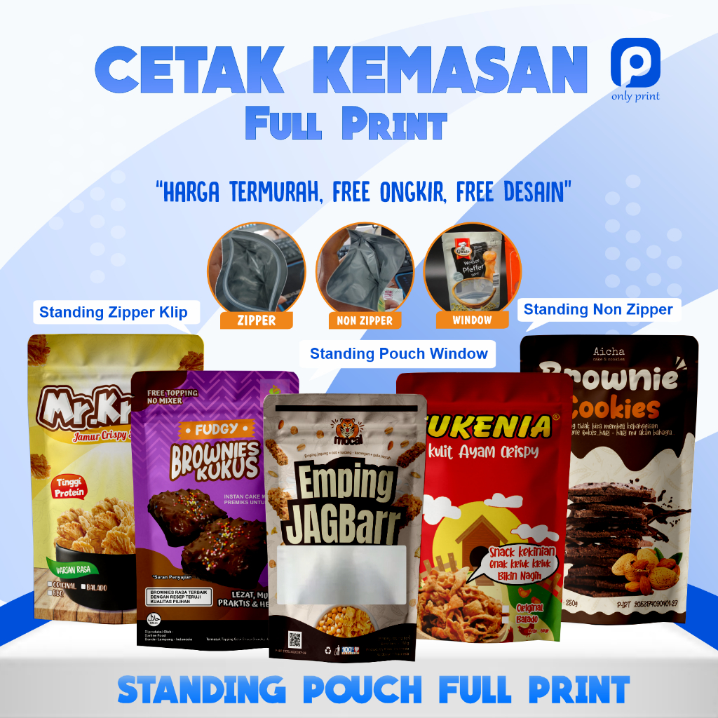 CETAK KEMASAN STANDING POUCH FULL PRINT