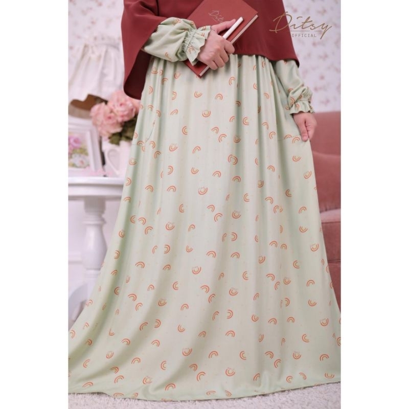 [HK] DITSY NIGHTGOWN RAINBOW TEAGREEN VISCOSE TERRA SIZE M