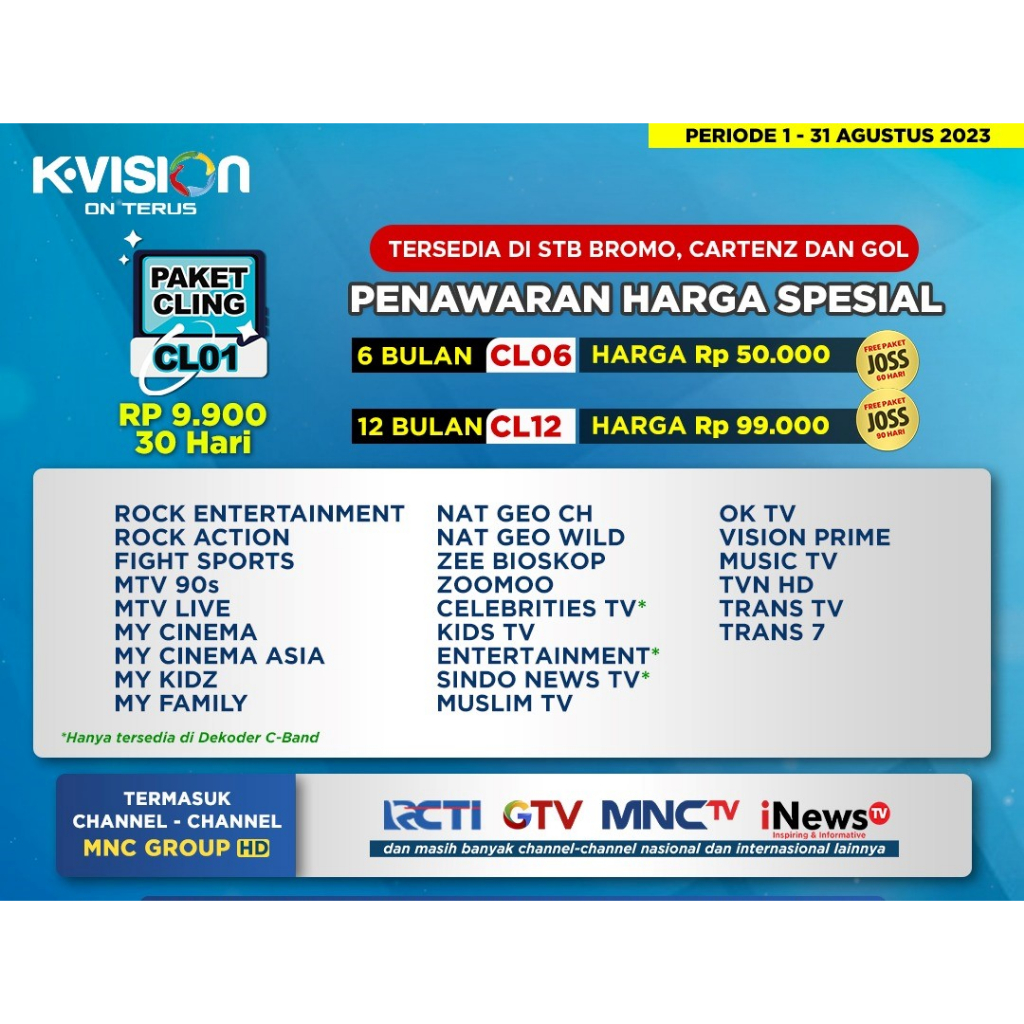 Paket Cling K-Vision Active 6 Bulan MNC  & Trans Group