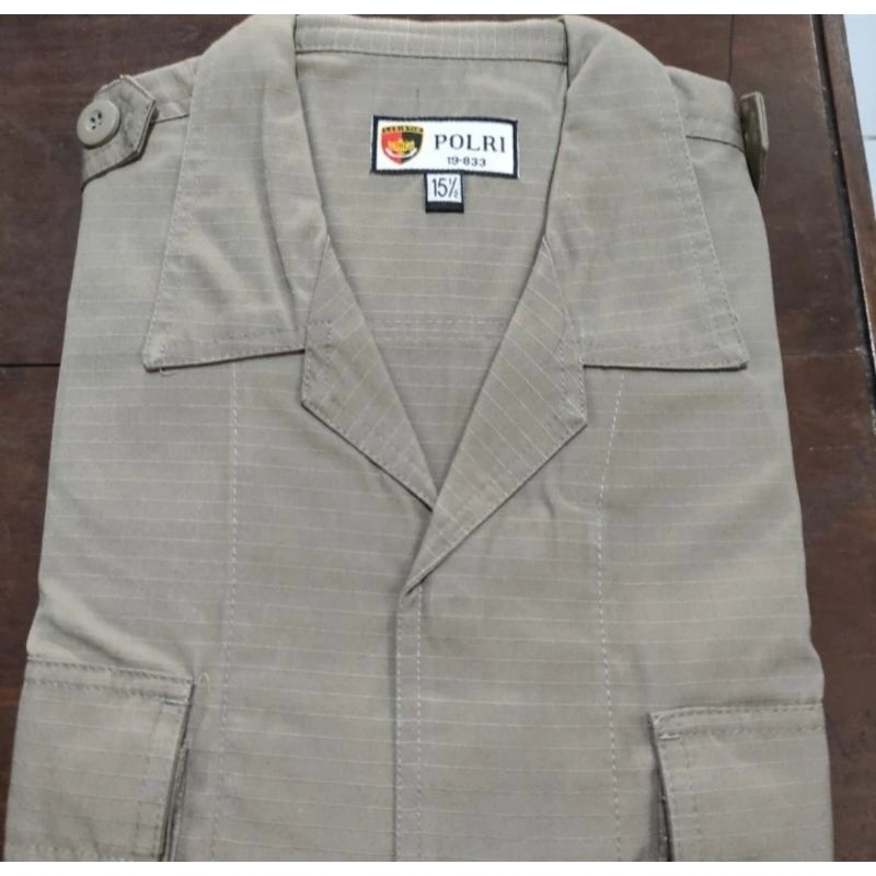 Baju PDL Polri Jatah Motif Kotak-kotak Size 15.5
