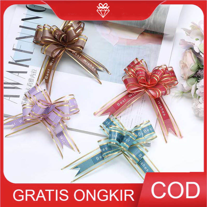 

3 PCS Pita Tarik Best Wishes Import - Pita buket bunga PS015