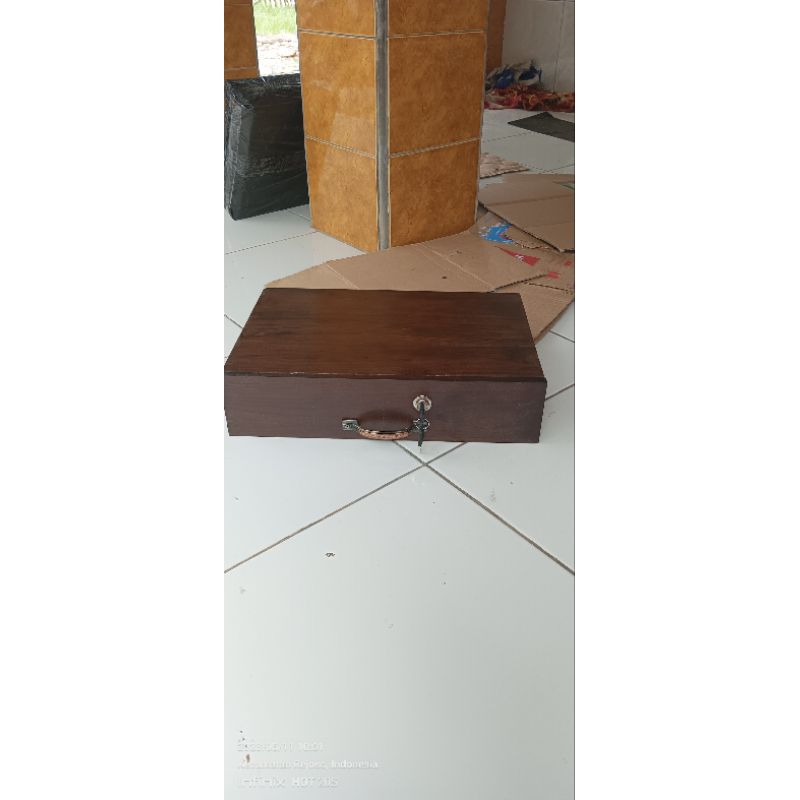 laci uang kasir kayu jati skat 6 pakai rel sleding