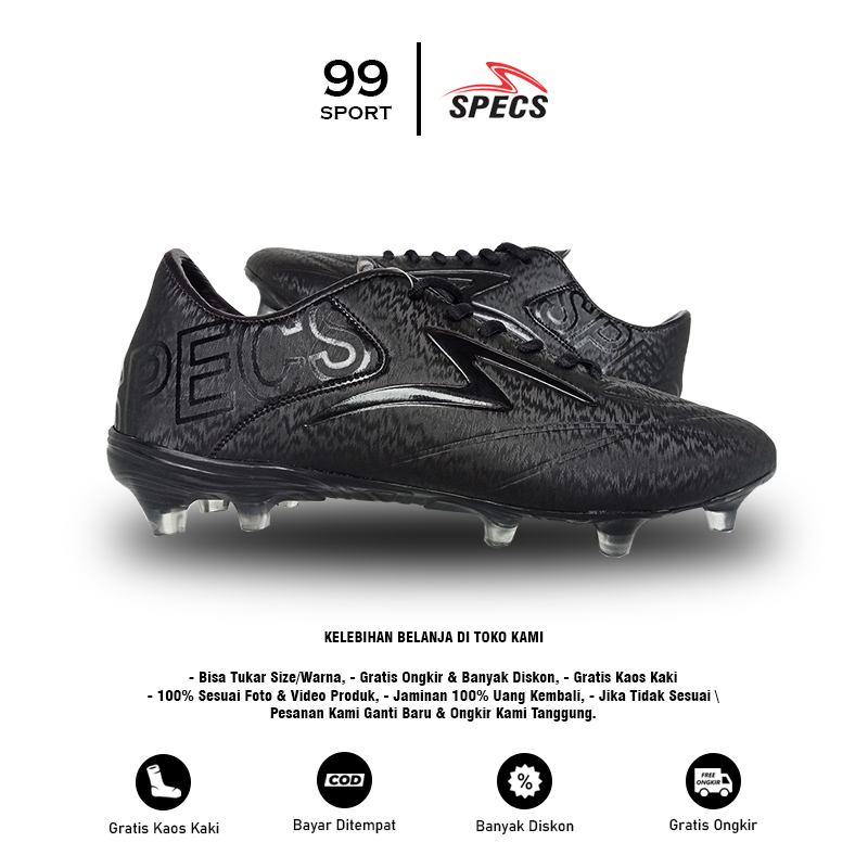TERBARU CUCI GUDANG Sepatu Sepakbola Specs Estadio Fg Hitam Polos