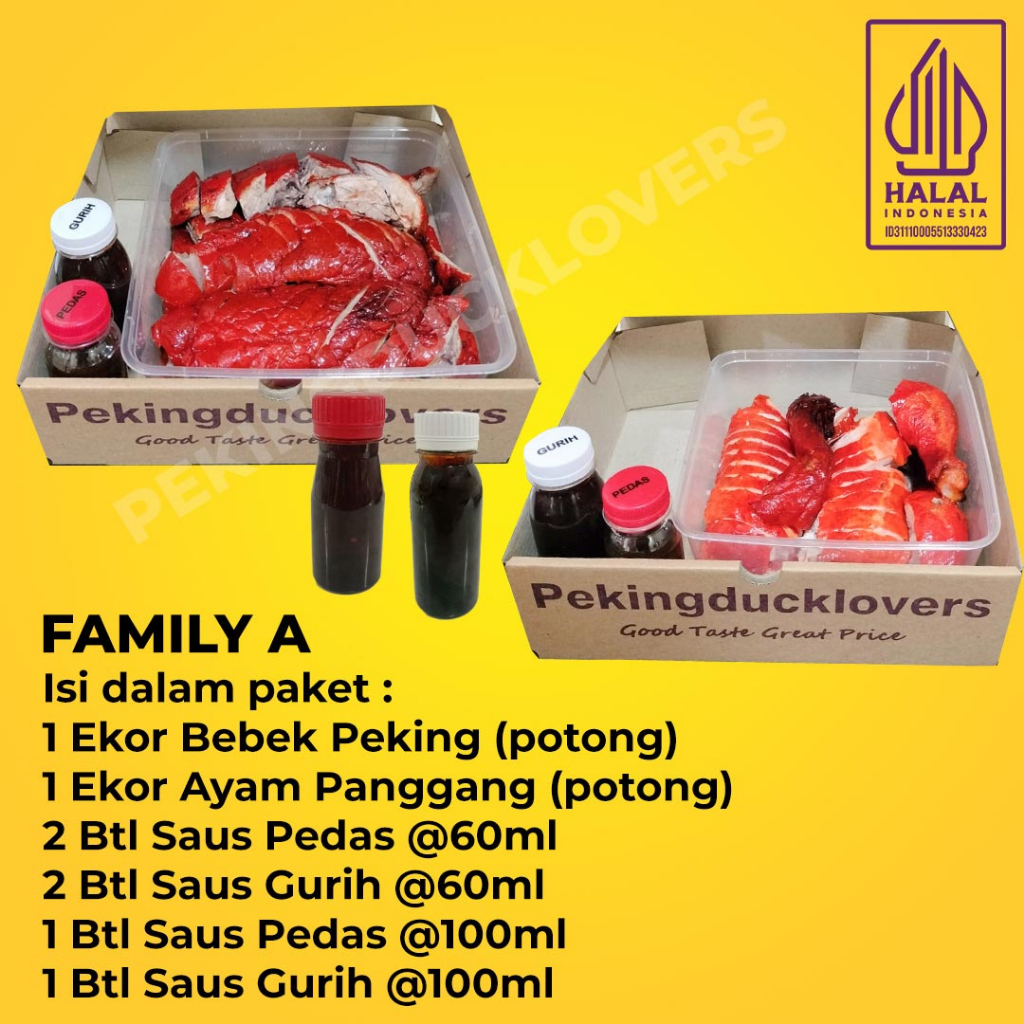 

Paket Hemat Family (BEBEK 1 EKOR DAN AYAM 1 EKOR)