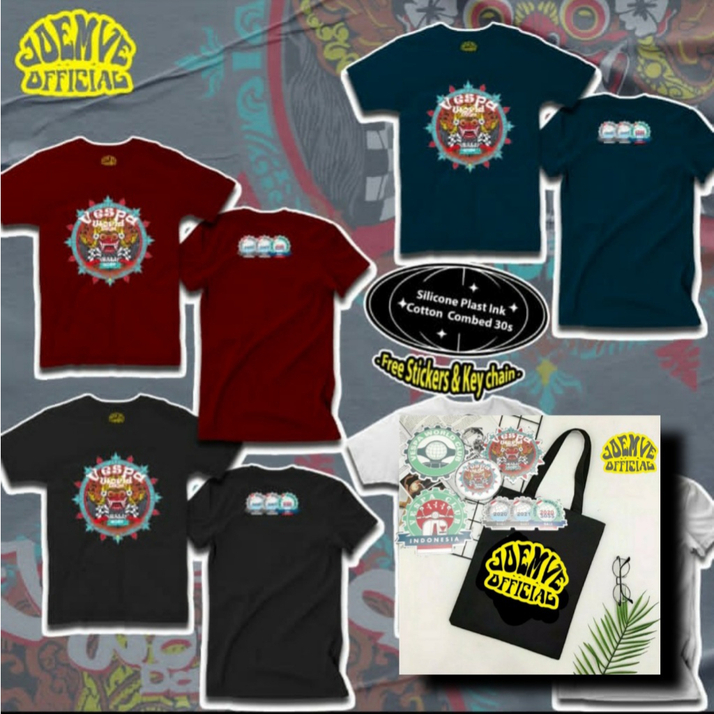 Kaos Vespa World Days Bali 2022 VWD Kualitas Distro Scooter Free Gantungan Kunci Sticker Dan Tote Ba