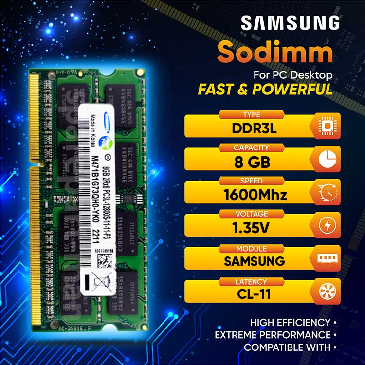 Ram Laptop Toshiba SODIMM DDR3L 8GB PC3L-12800s 1600 Mhz NEW