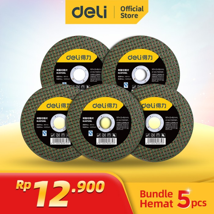 Bundle Hemat 5 Pcs Deli Flip Disc /Mata Batu Gerinda Potong DL1071216L
