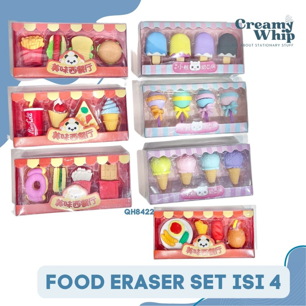 

Food Eraser Set isi 4 - Penghapus Karet Bentuk Makanan Enak Karet Penghapus Cute Rubber Eraser