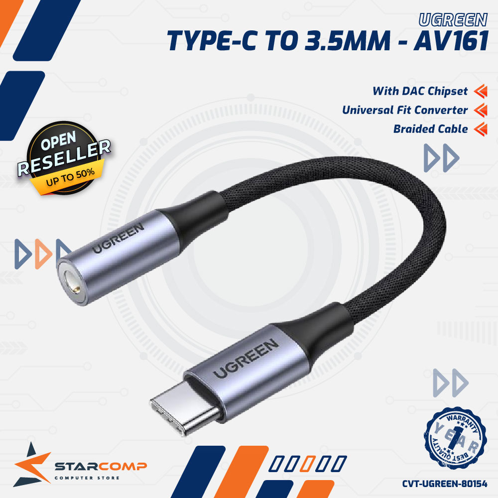 UGREEN 80154 Converter Type C to Jack 3.5mm DAC Audio Adapter