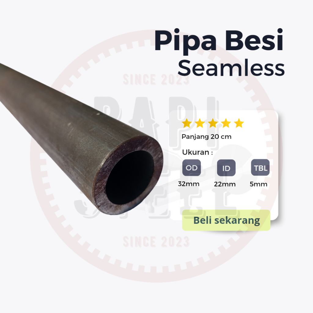 pipa besi seamless OD 32mm ID 22mm