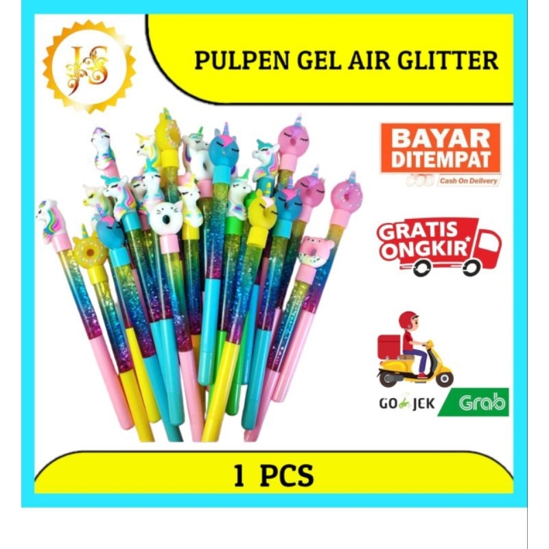 

PULPEN PEN GEL AIR GLITTER KEPALA KARAKTER UNICORN BEAR CUPCAKES MY MELODY